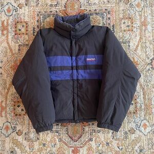 Nautica Black and Navy Reversible yellow Puffer Jacket